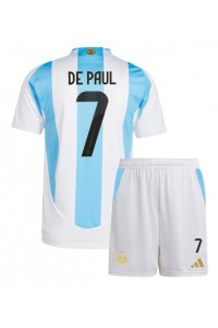 Fotbalové Dres Argentina Rodrigo De Paul #7 Dětské Domácí Oblečení Copa America 2024 Krátký Rukáv (+ trenýrky)